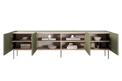 Four-Door TV Cabinet Desin 220, olive/nagano oak