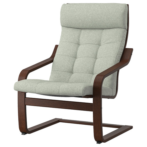 POÄNG Armchair, brown/Gunnared light green