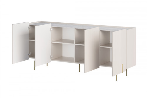 Cabinet Malmi 200 cm, cashmere, crema bianca, gold legs