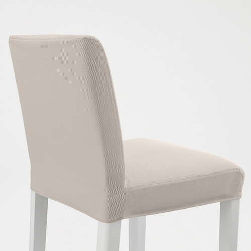 BERGMUND Bar stool with backrest, white, Hallarp beige, 75 cm