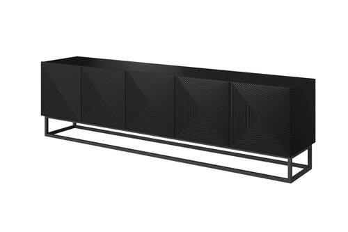 TV Cabinet Asha 200 cm, metal legs, matt black