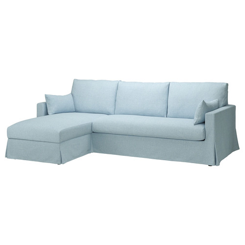 HYLTARP Cover f 3-seat sofa w chs lng, left, Kilanda pale blue