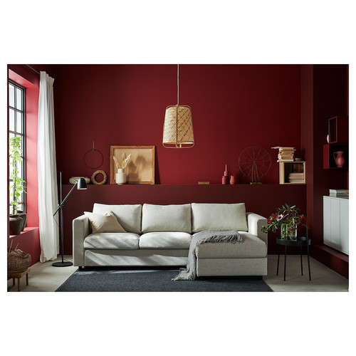 VIMLE 3-seat sofa, with chaise longue/Gunnared beige