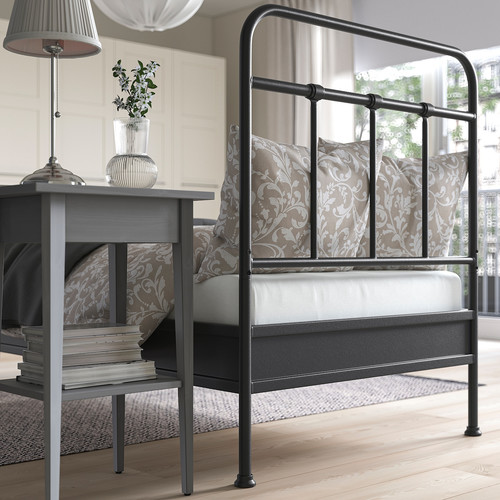 STJÄRNÖ Bed frame, anthracite/Lönset, Standard Single