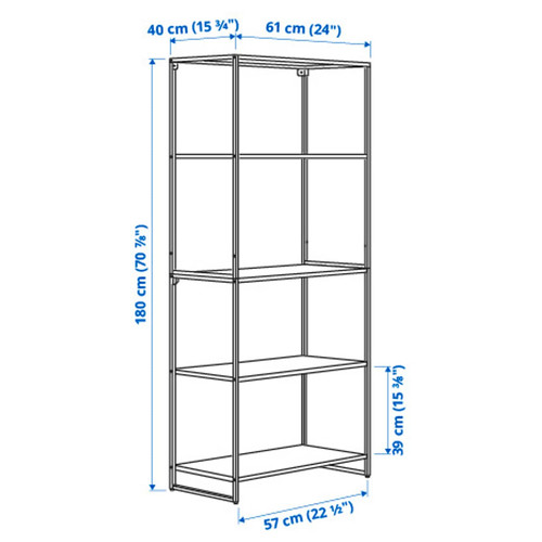 JOSTEIN Shelving unit, in/outdoor/metal white, 61x40x180 cm