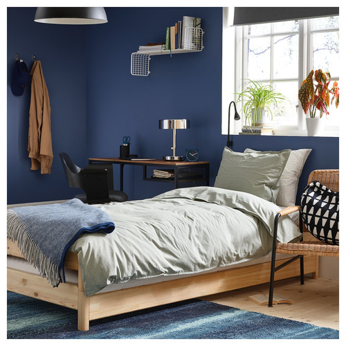 UTÅKER Stackable bed with 2 mattresses, pine/Åfjäll firm, 80x200 cm