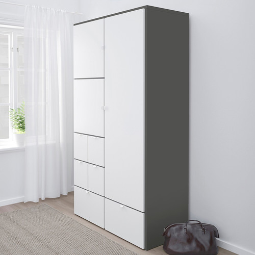 VISTHUS Wardrobe, grey/white, 122x59x216 cm