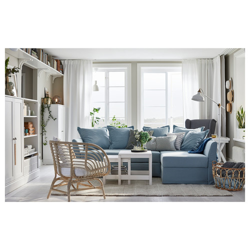 HOLMSUND Corner sofa-bed, Orrsta light blue, 230x90 cm