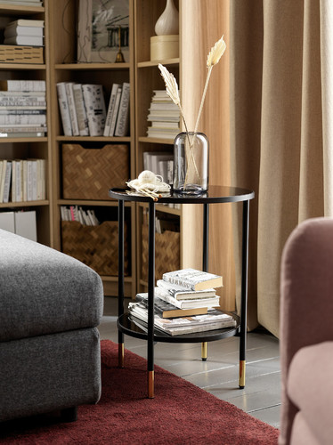 ÄSPERÖD Side table, black, glass black, 45 cm