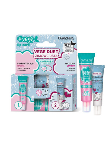 FLOS-LEK Lip Care Set Vege Winter Lips - Sugar Scrub & Vaseline 99% Natural Vegan