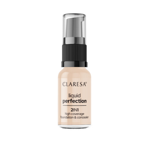 CLARESA Foundation & Concealer 2in1 Liquid Perfection Vegan no. 102 Warm Medium 18g