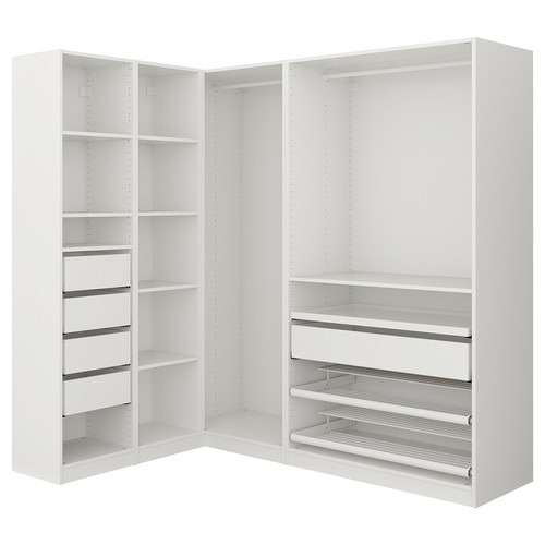 PAX Corner wardrobe, white, 160/188x201 cm