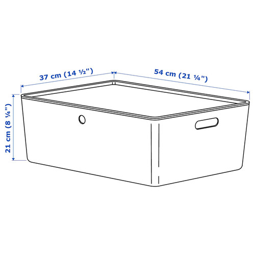 KUGGIS Box with lid, white, 37x54x21 cm