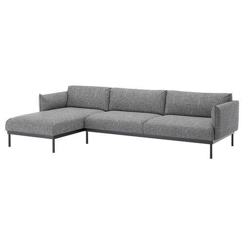 ÄPPLARYD 4-seat sofa with chaise longue, Lejde grey/black