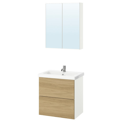 ENHET Bathroom, white/oak effect, 64x43x65 cm