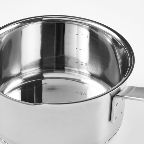HEMKOMST Saucepan with lid, stainless steel/glass, 2 l