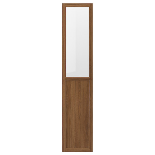 OXBERG Panel/glass door, brown walnut effect, 40x192 cm