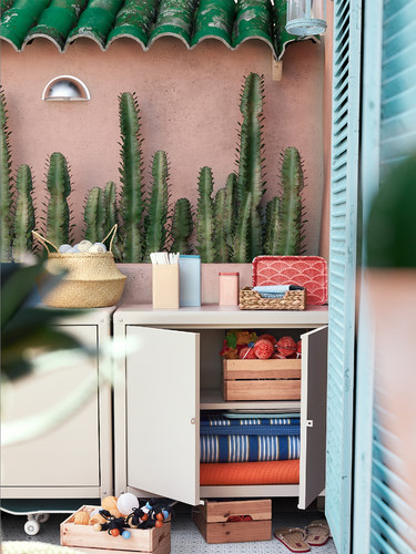 KOLBJÖRN Cabinet in/outdoor, beige, 80x161 cm