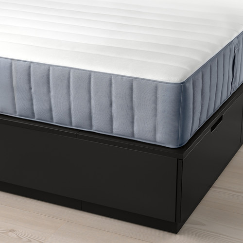 NORDLI Bed frame with storage and mattress, anthracite/Valevåg firm, 90x200 cm