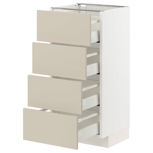 METOD / MAXIMERA Base cab 4 frnts/4 drawers, white/Havstorp beige, 40x37 cm