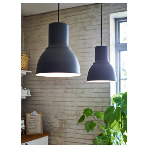 HEKTAR Pendant lamp, dark grey, 22 cm