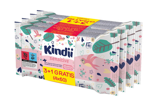 Kindii Sensitive Wet Wipes for Infants & Babies 3x 60pcs