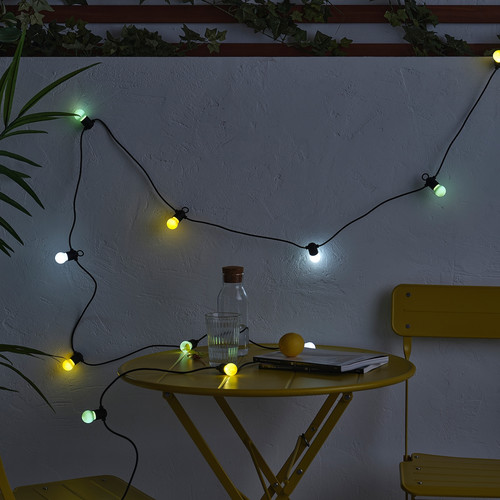 SOLVINDEN LED lighting chain with 12 bulbs, battery-operated/outdoor multicolour