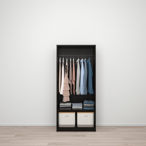 RAKKESTAD Wardrobe with 2 doors, black-brown, 79x176 cm