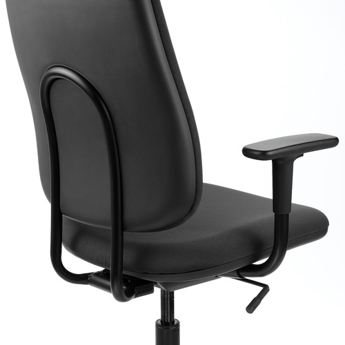 SMÖRKULL Office chair with armrests, Gräsnäs dark grey