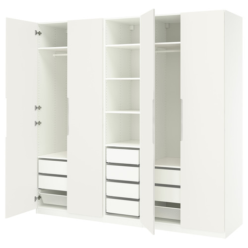 PAX / TONSTAD Wardrobe combination, white/off-white, 250x60x236 cm