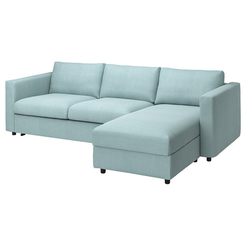 VIMLE Cover 3-seat sofa-bed w chaise lng, Saxemara light blue