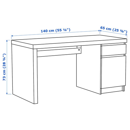 MALM Desk, white, 140x65 cm