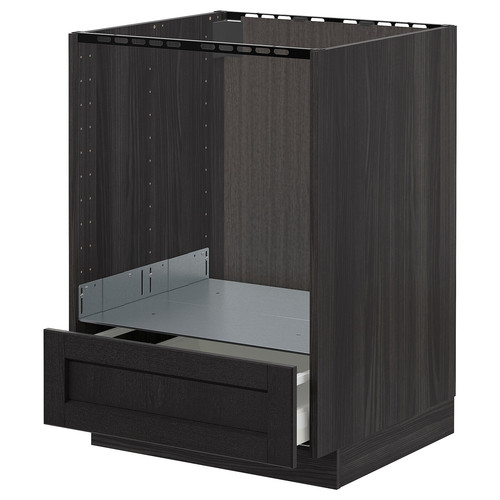 METOD/MAXIMERA Base cabinet for oven with drawer, black/Lerhyttan black stained, 60x61.8x88 cm