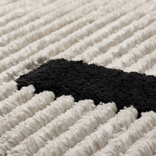 LÄNSVÄG Rug, low pile, off-white/black, 133x195 cm