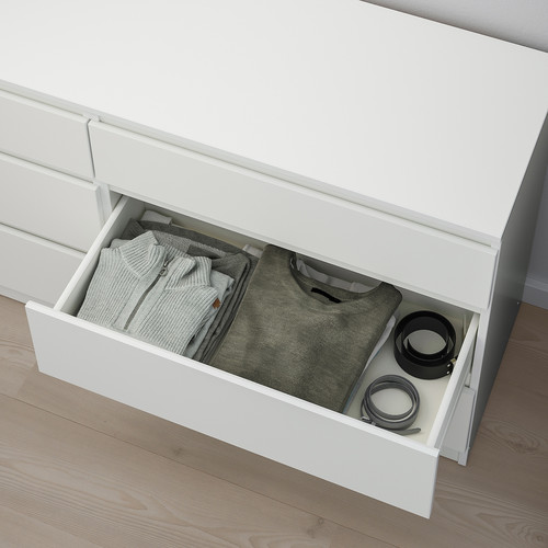 KULLEN Chest of 6 drawers, white, 140x72 cm