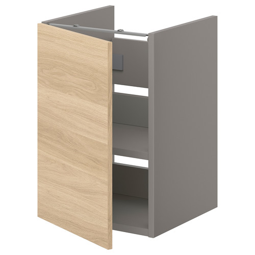 ENHET Bs cb f wb w shlf/door, grey, oak effect, 40x40x60 cm