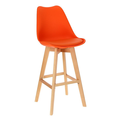 Bar Stool Norden Wood, high, PP, orange