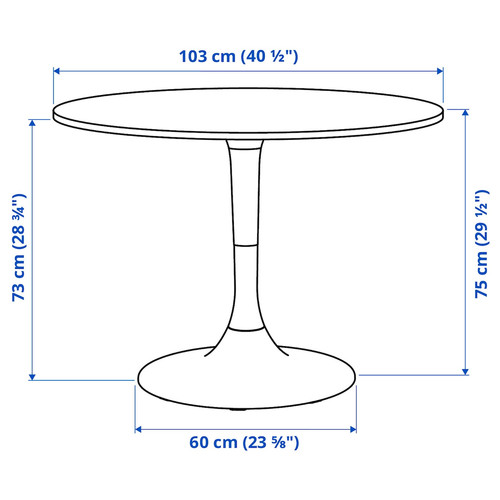 DOCKSTA Table, white, white, 103 cm