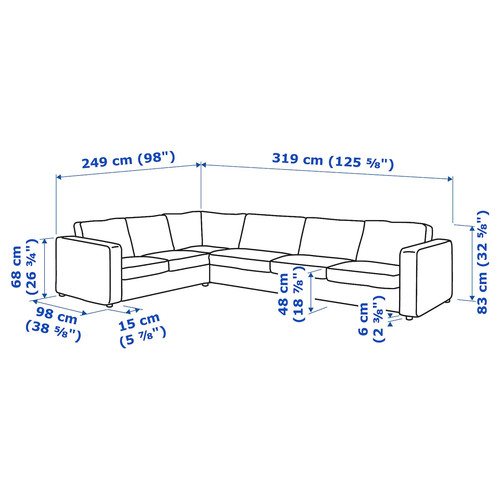 VIMLE Corner sofa, 5-seat, Gunnared medium grey