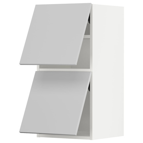 METOD Wall cab horizo 2 doors w push-open, white/Veddinge grey, 40x80 cm