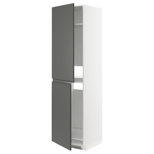 METOD High cabinet for fridge/freezer, white/Voxtorp dark grey, 60x60x220 cm