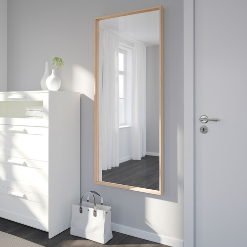 NISSEDAL Mirror, white stained oak effect, 65x150 cm