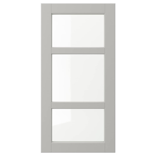 LERHYTTAN Glass door, light grey, 40x80 cm