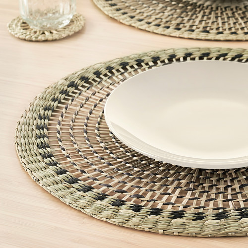 PENNFISK Place mat, natural/sedge handmade, 37 cm