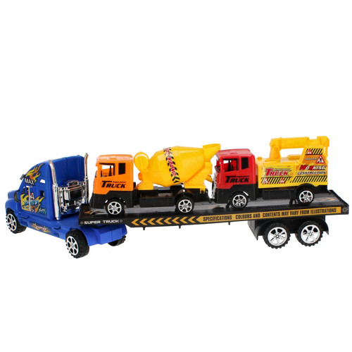 Super Truck Transporter with Construction Vehicles, 1pc, assorted models, 3+