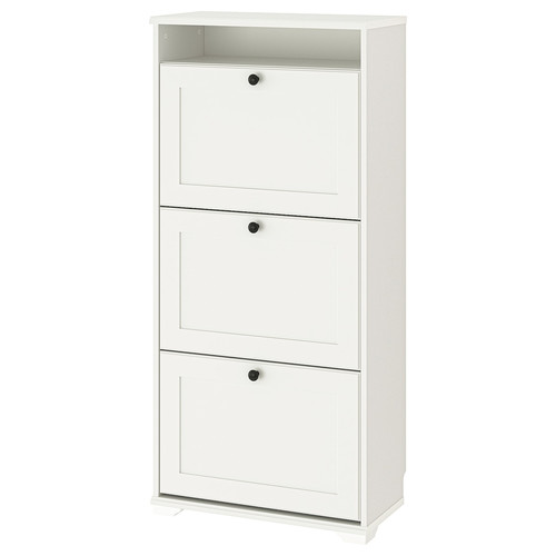 BRUSALI Shoe cabinet with 3 compartments, white, 61x30x130 cm