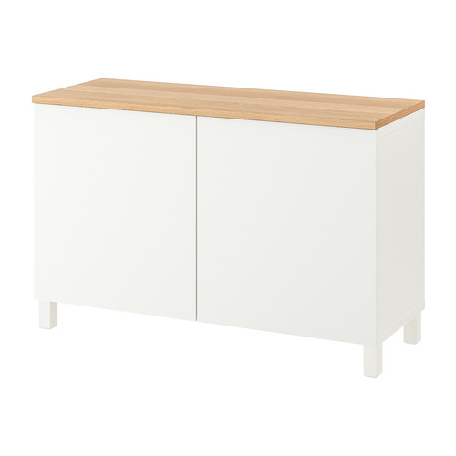 BESTÅ Storage combination with doors, white, Lappviken/Stubbarp white, 120x42x76 cm