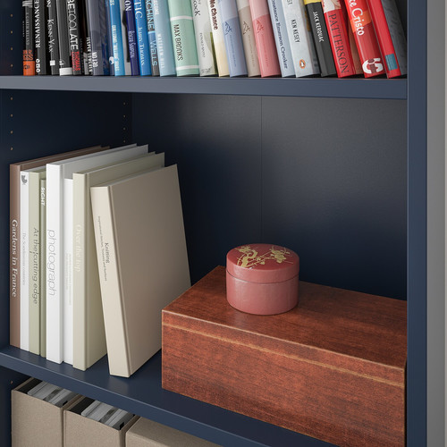 SKRUVBY Bookcase, black-blue, 60x140 cm