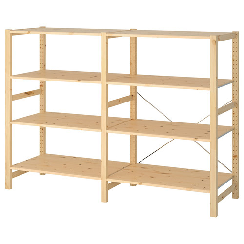 IVAR 2 sections/shelves, pine, 174x50x124 cm