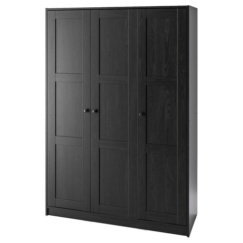 RAKKESTAD Wardrobe with 3 doors, black-brown, 117x176 cm